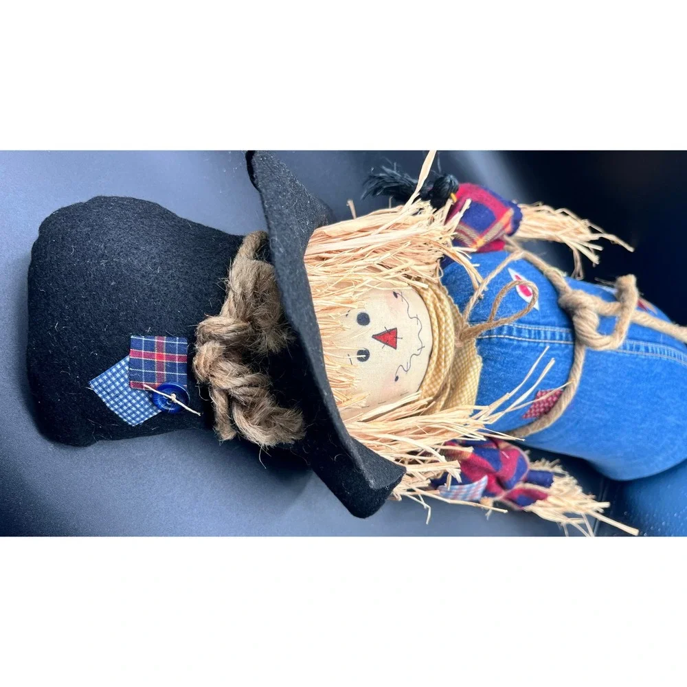 Adorable‎ Scarecrow Plush Denim Overalls Plaid Shirt Fall Decor 22